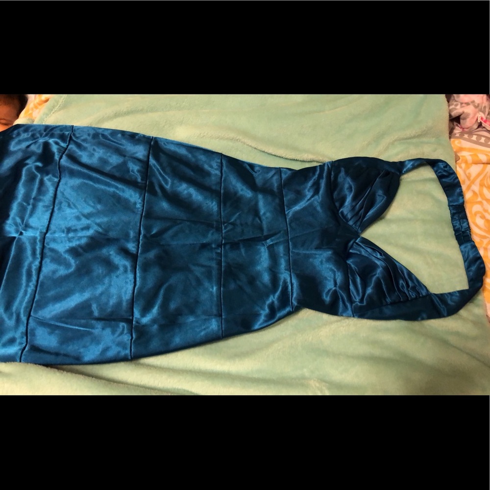 Beautiful blue satin halter prom/evening dress